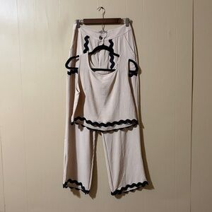 Women’s Top and Pants Set - Beige and Black